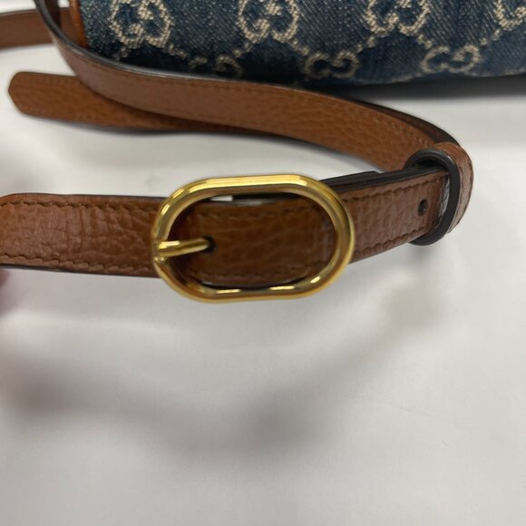 Gucci Ophidia Denim GG Monogram w/ Calfskin Leather Shoulder Bag - Preowned - Picture 10 of 15